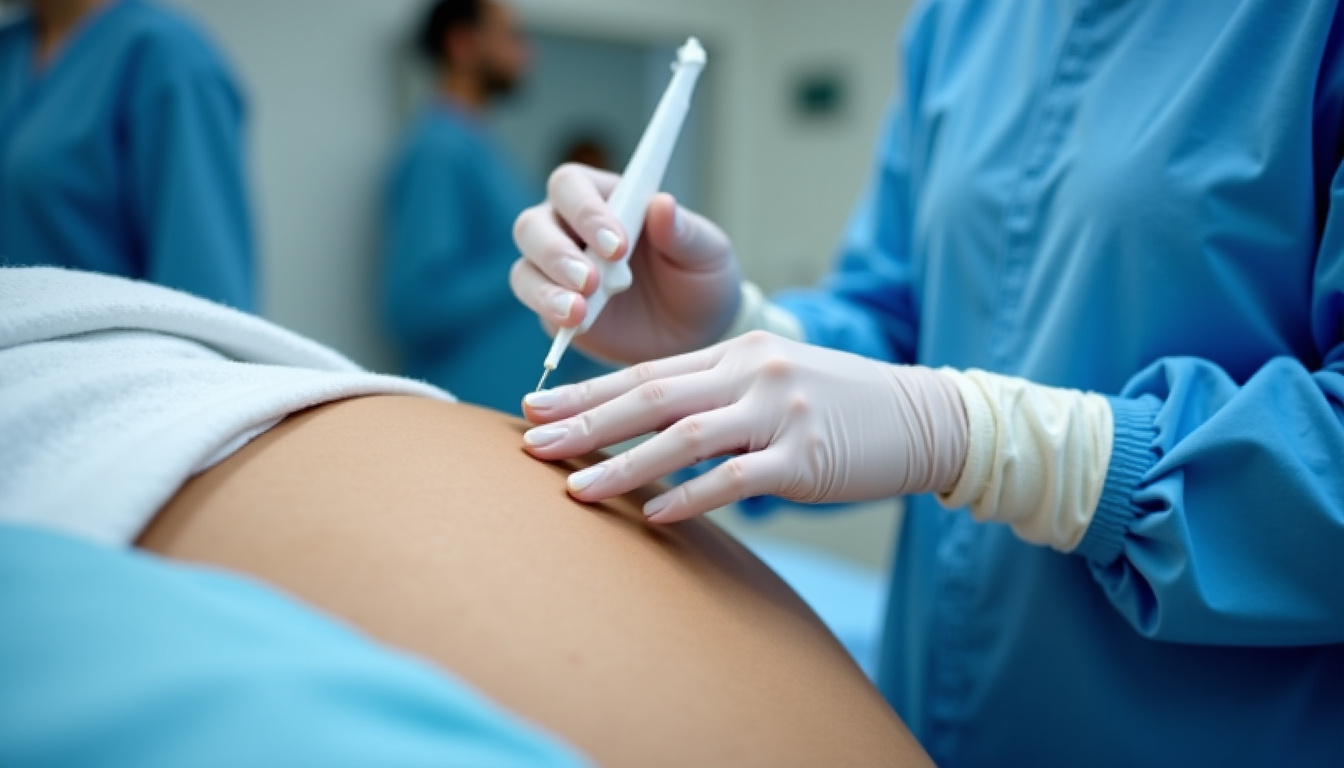 Appareil de cryolipolyse en cours d’utilisation sur la zone abdominale d’une patiente