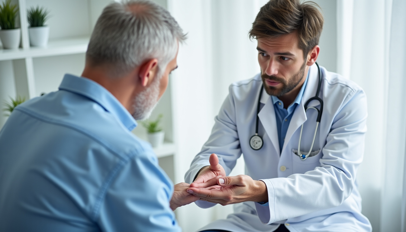 Consultation médicale avec un médecin expliquant un protocole de mésothérapie à un patient