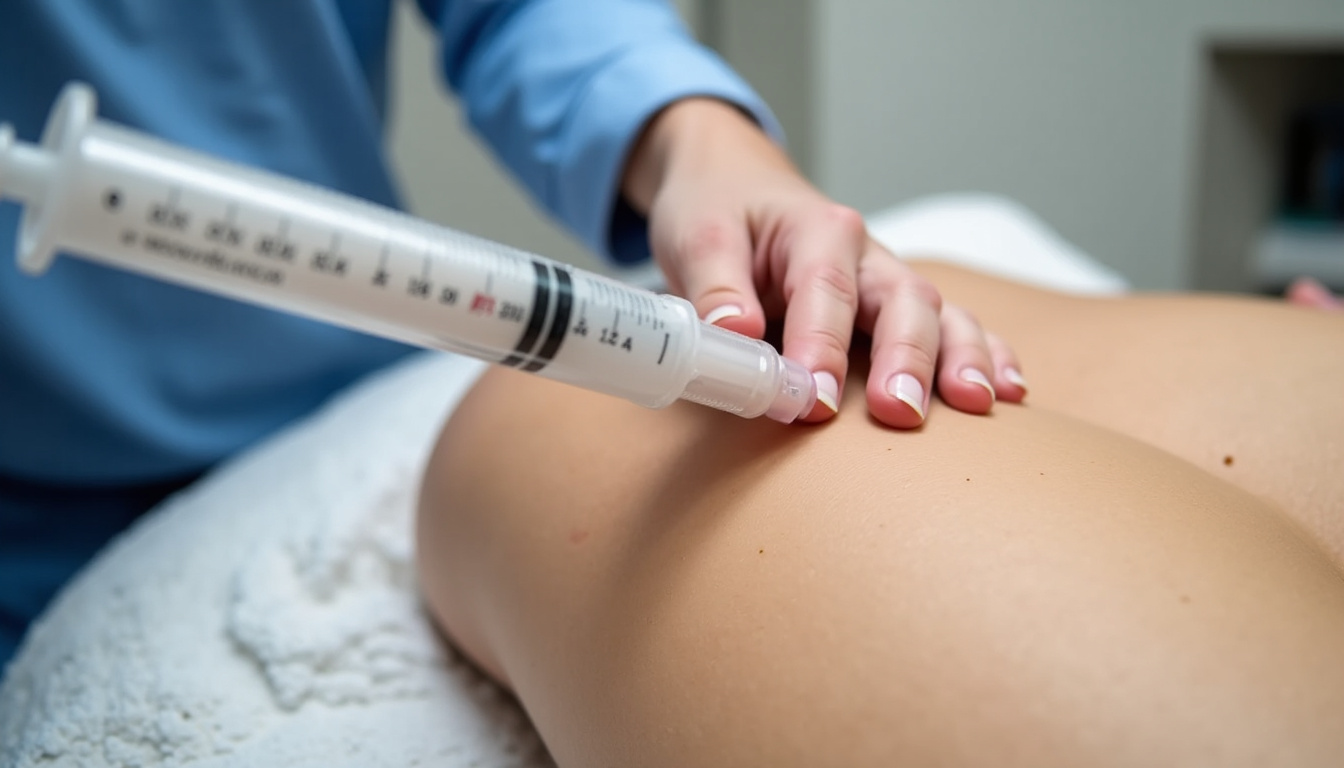 Injections de mésothérapie capillaire en cours sur le cuir chevelu d