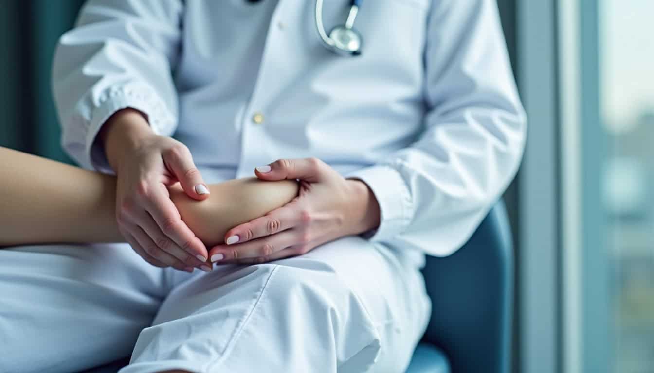 Médecin examinant le genou d’un patient atteint d’arthrose