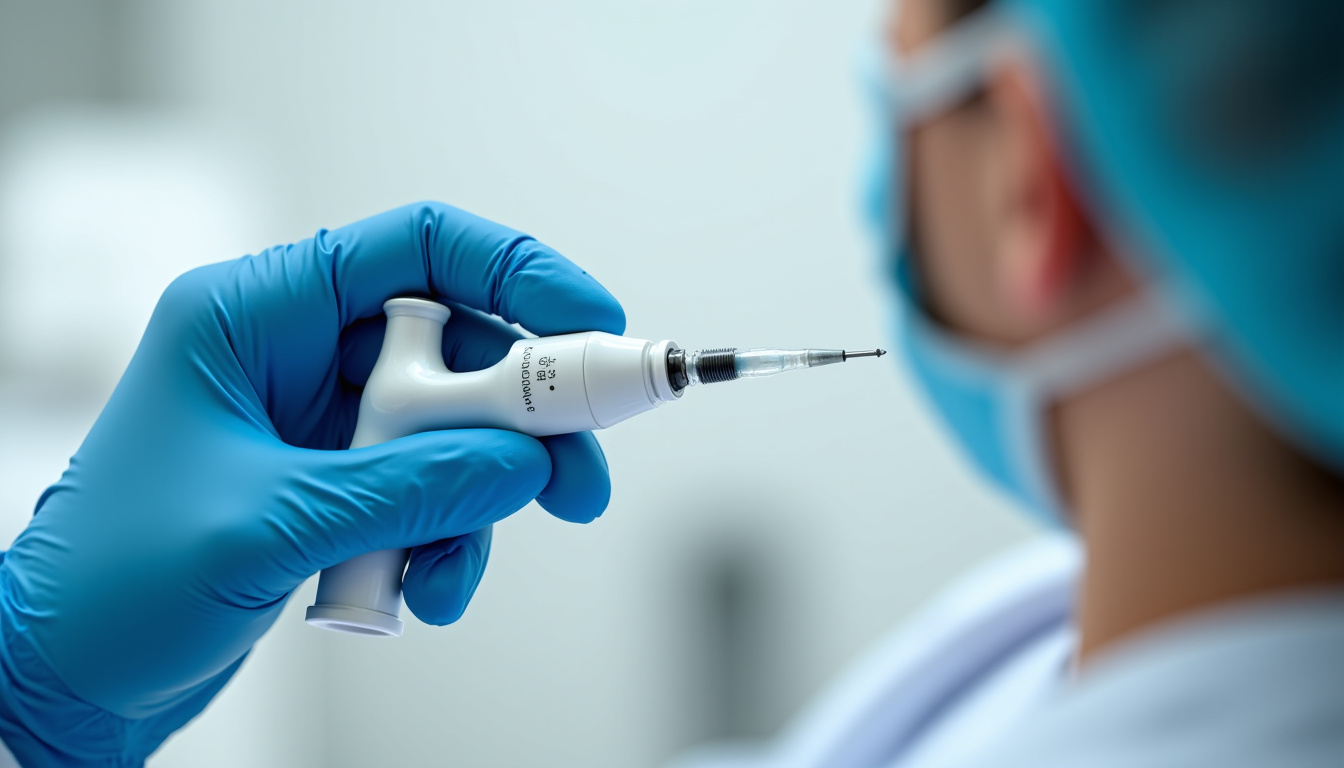 Praticien de mésothérapie utilisant un pistolet électronique pour les injections