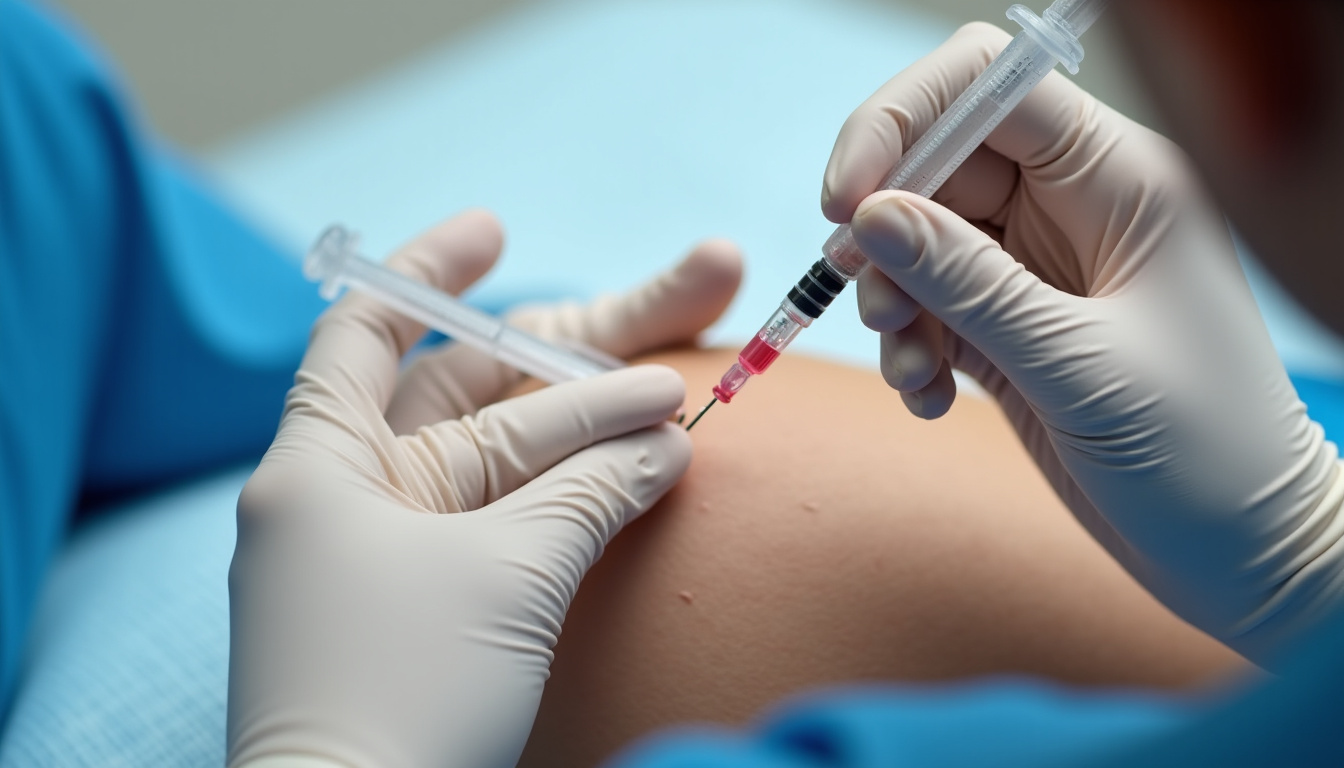 Praticien réalisant une injection de mésothérapie sur la région lombaire d