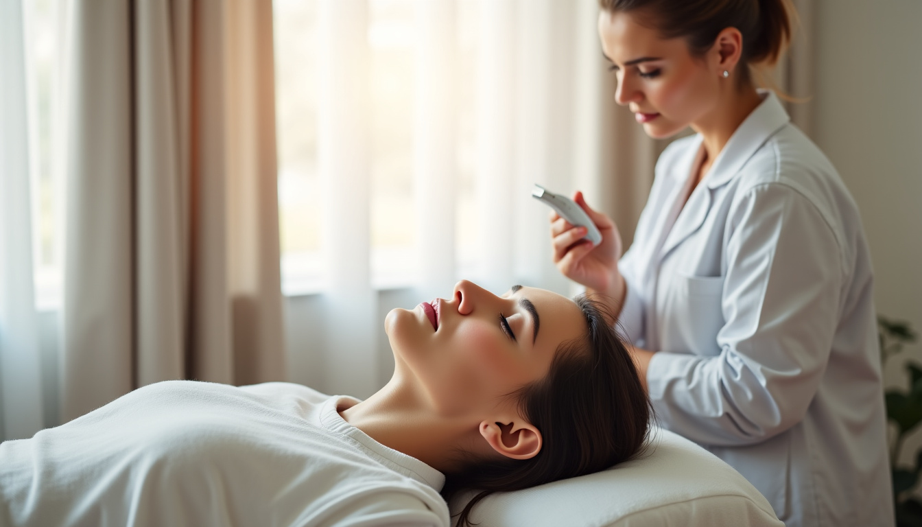 Patient allongé sur une table de soins pendant une séance de mésothérapie