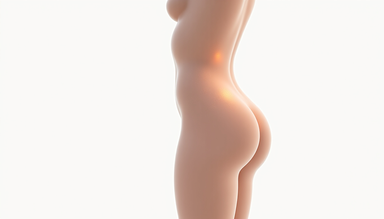 Schéma corporel indiquant les zones fréquemment traitées par liposuccion douce: culotte de cheval, cuisses, ventre, bras, double menton