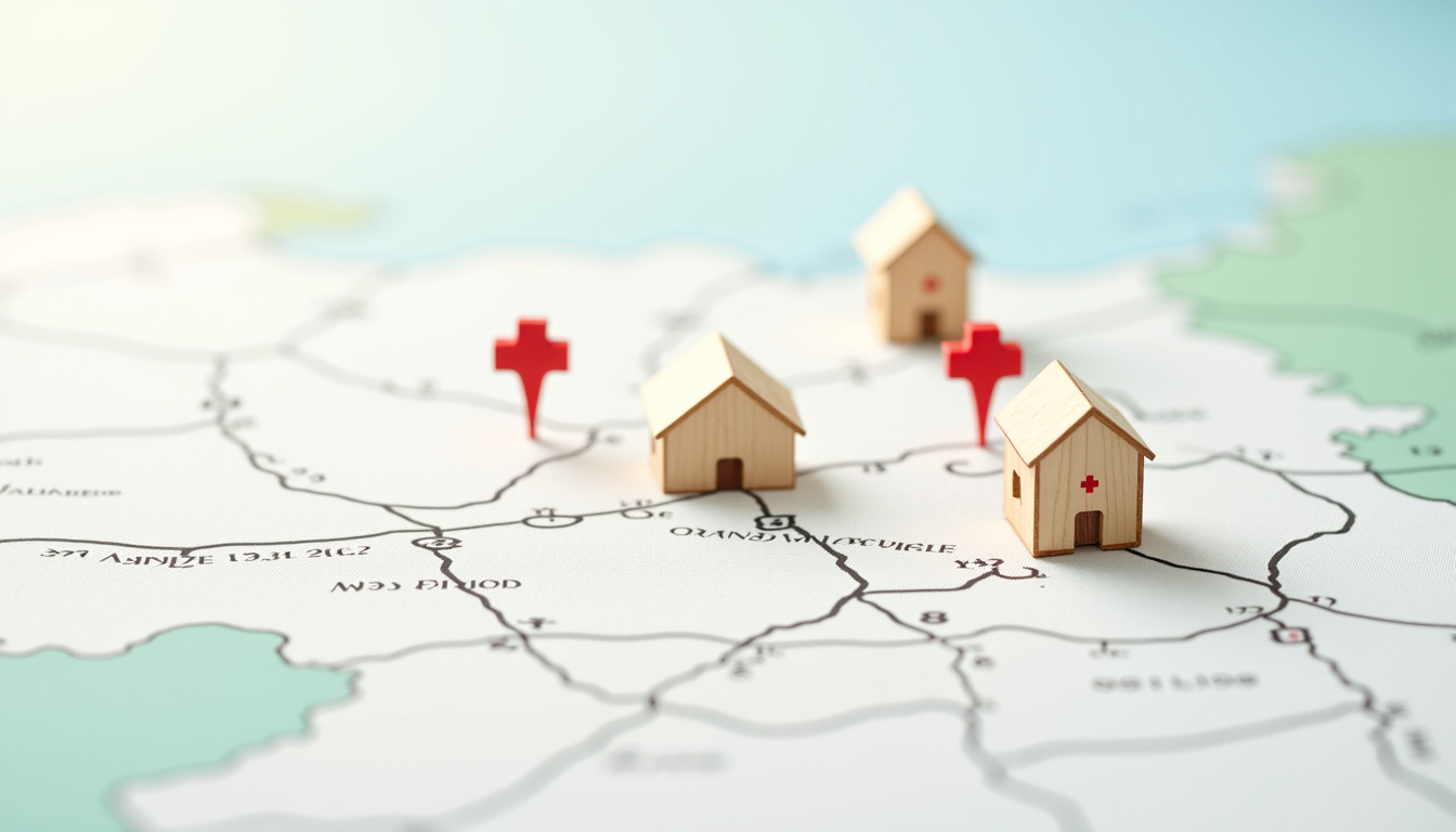 Carte illustrant les cabinets médicaux à proximité du Grand-Village-Plage