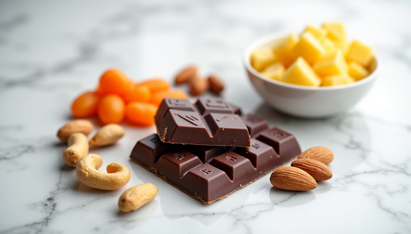 Infographie des nutriments présents dans le chocolat noir: magnésium, fer, cuivre, manganèse