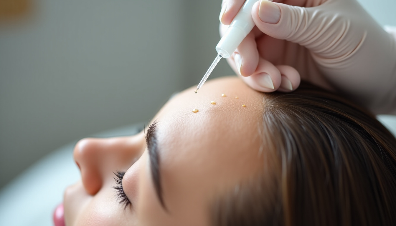 Injection de mésothérapie sur le cuir chevelu pour traiter la chute de cheveux
