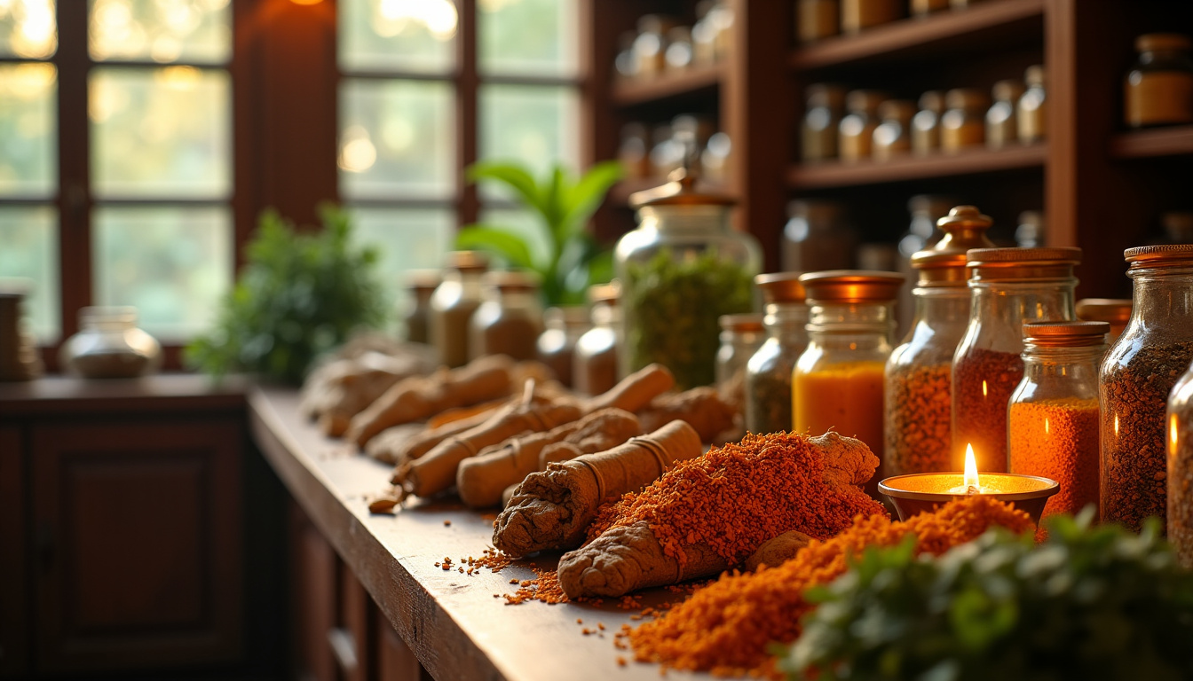 Pharmacie ayurvédique traditionnelle à T Nagar avec étalage de plantes médicinales