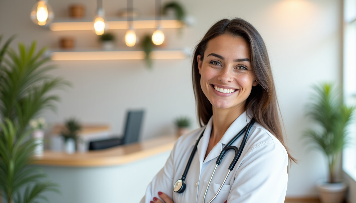Portrait de Linda Hassaini, chirurgienne-dentiste de Oignies, souriante et professionnelle
