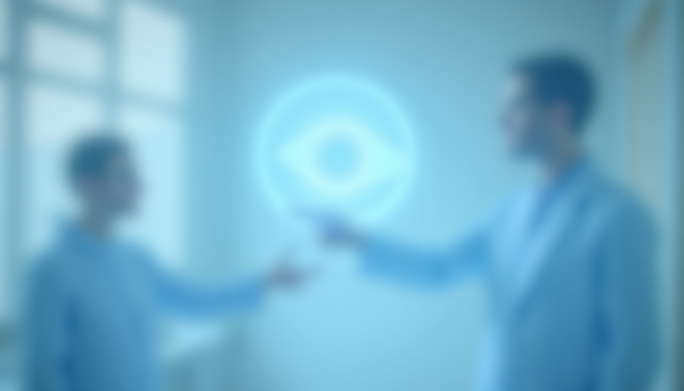 Ophtalmologue montrant un écran d