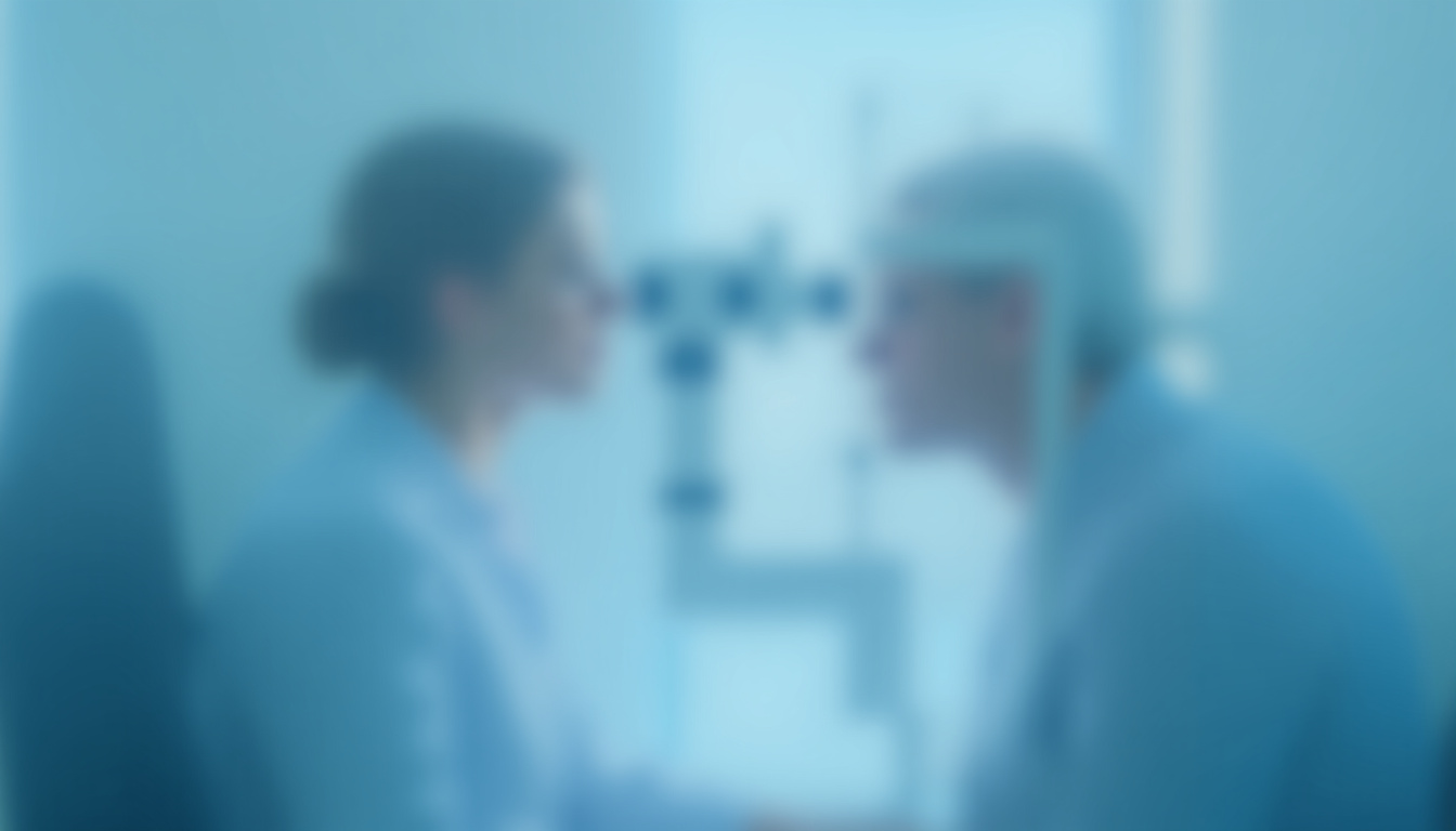 Patient en consultation chez un ophtalmologue avec un ophtalmoscope numérique