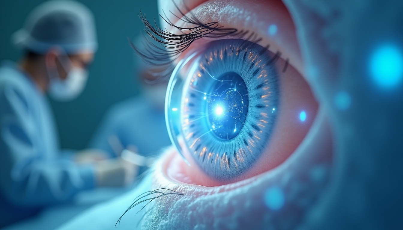 Représentation chirurgicale de l’implantation de la micropuce Prima sous la rétine